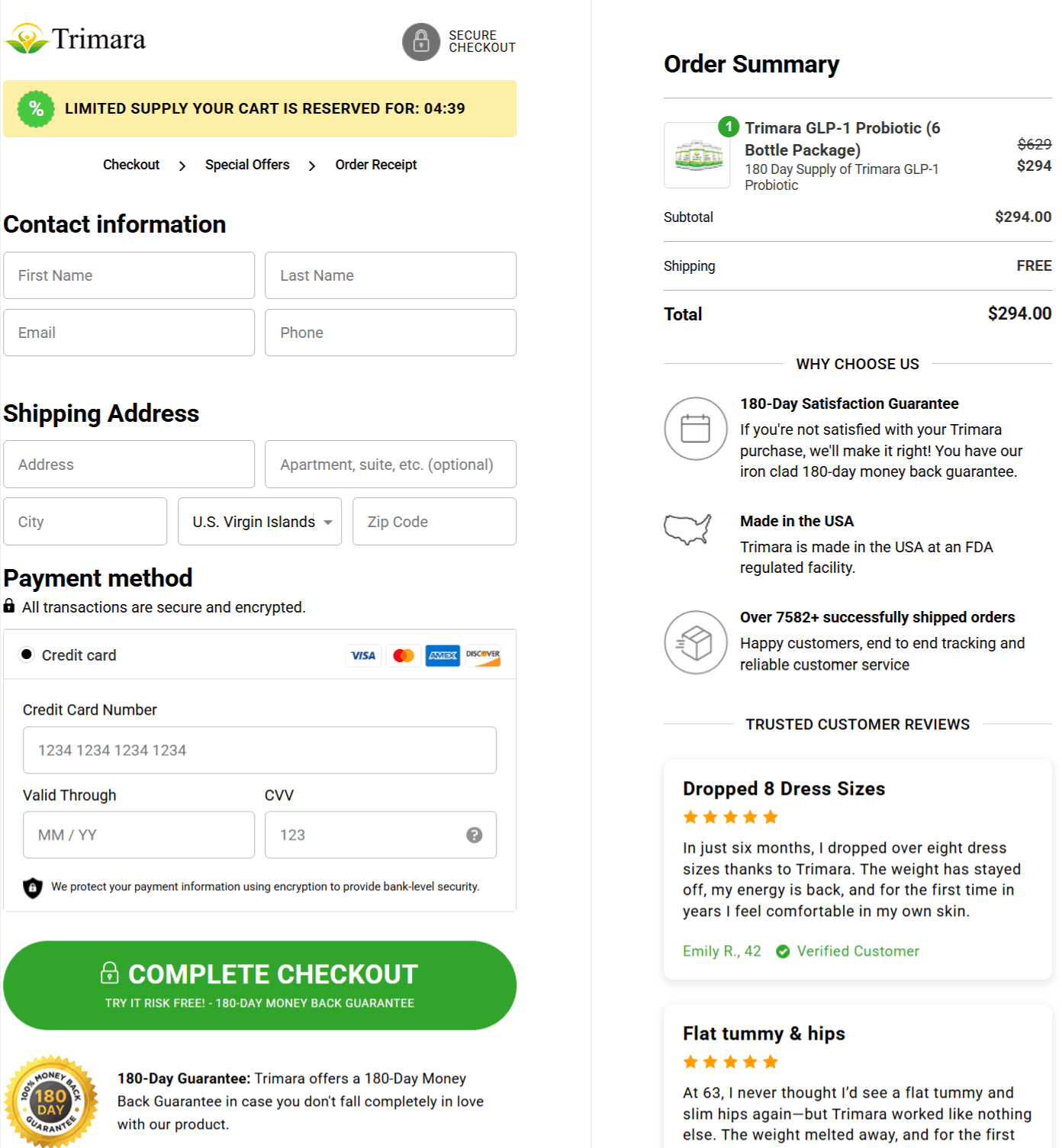  Trimara Checkout page